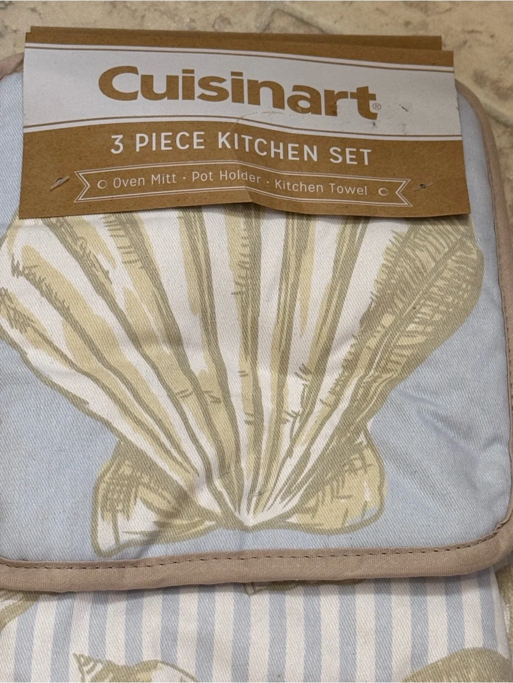 NWT Cusinart 3 piece kitchen set ocean sea shell theme